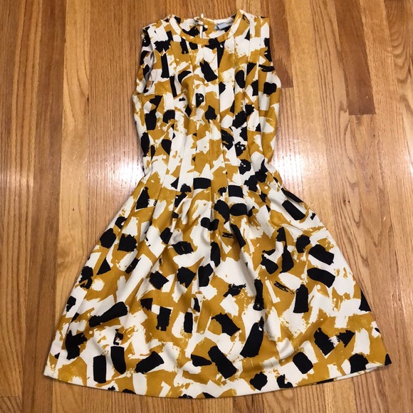 yellow patterned dress